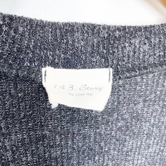 1.4.3. Story by Line Up Gray Cold Shoulder Long Cardigan Size Large - Picture 5 of 7